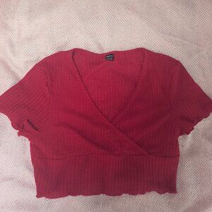 Red cropped top